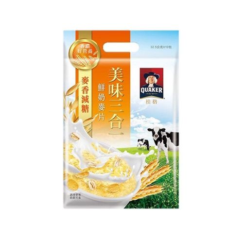 桂格-美味三合一麥片-麥香減糖32.5gx10包/袋
